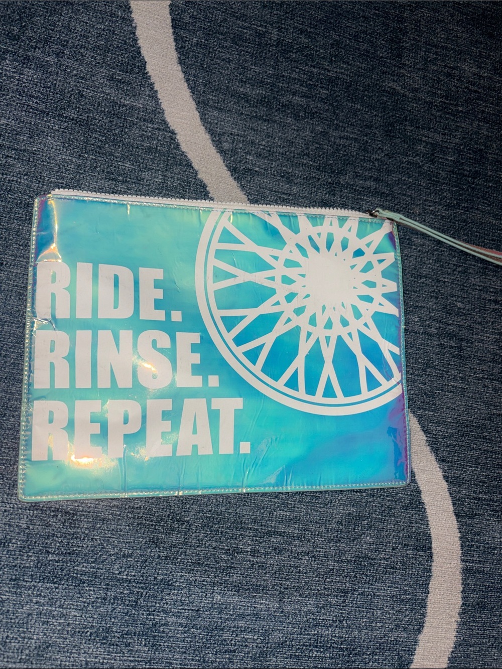 SoulCycle Holographic "Ride. Rinse. Repeat." Wristlet Pouch